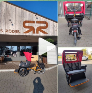 Rikscha Bildcollage vor Radhaus Rödel in Kandel