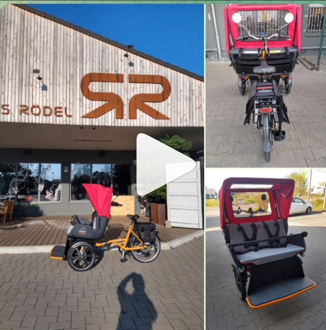 Rikscha Bildcollage vor Radhaus Rödel in Kandel